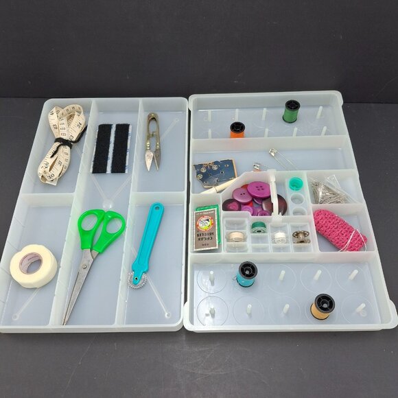 Wilson WIL-HOLD Plastic Wicker Basket Weave Sewing Box & Accessories Made in USA - Picture 16 of 16